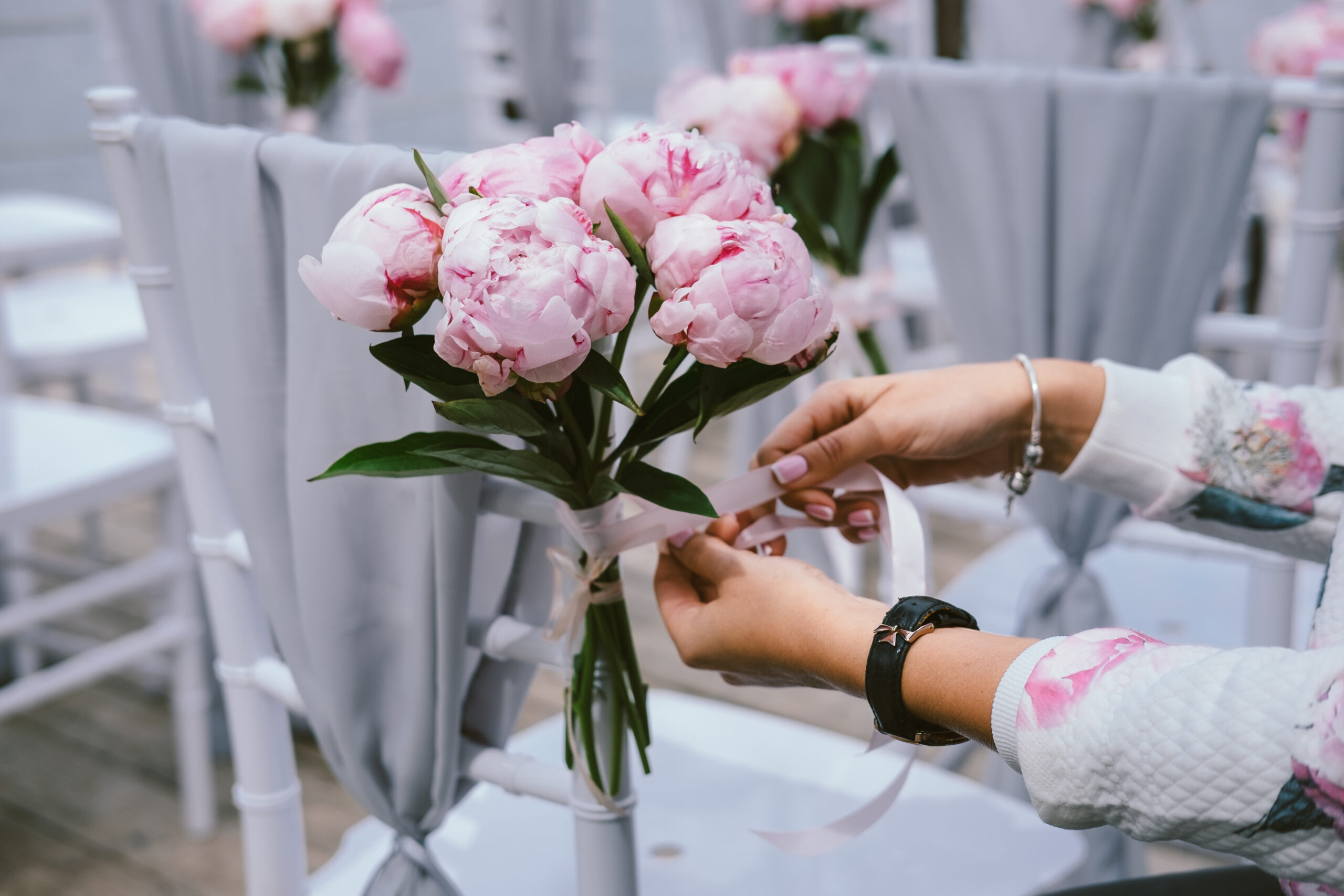 wedding decor concept. decoration chairs flowers